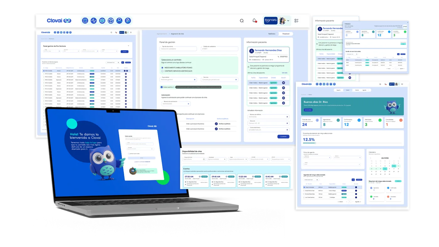 Clovai platform — scheduling, chart, claims and inventory in one system